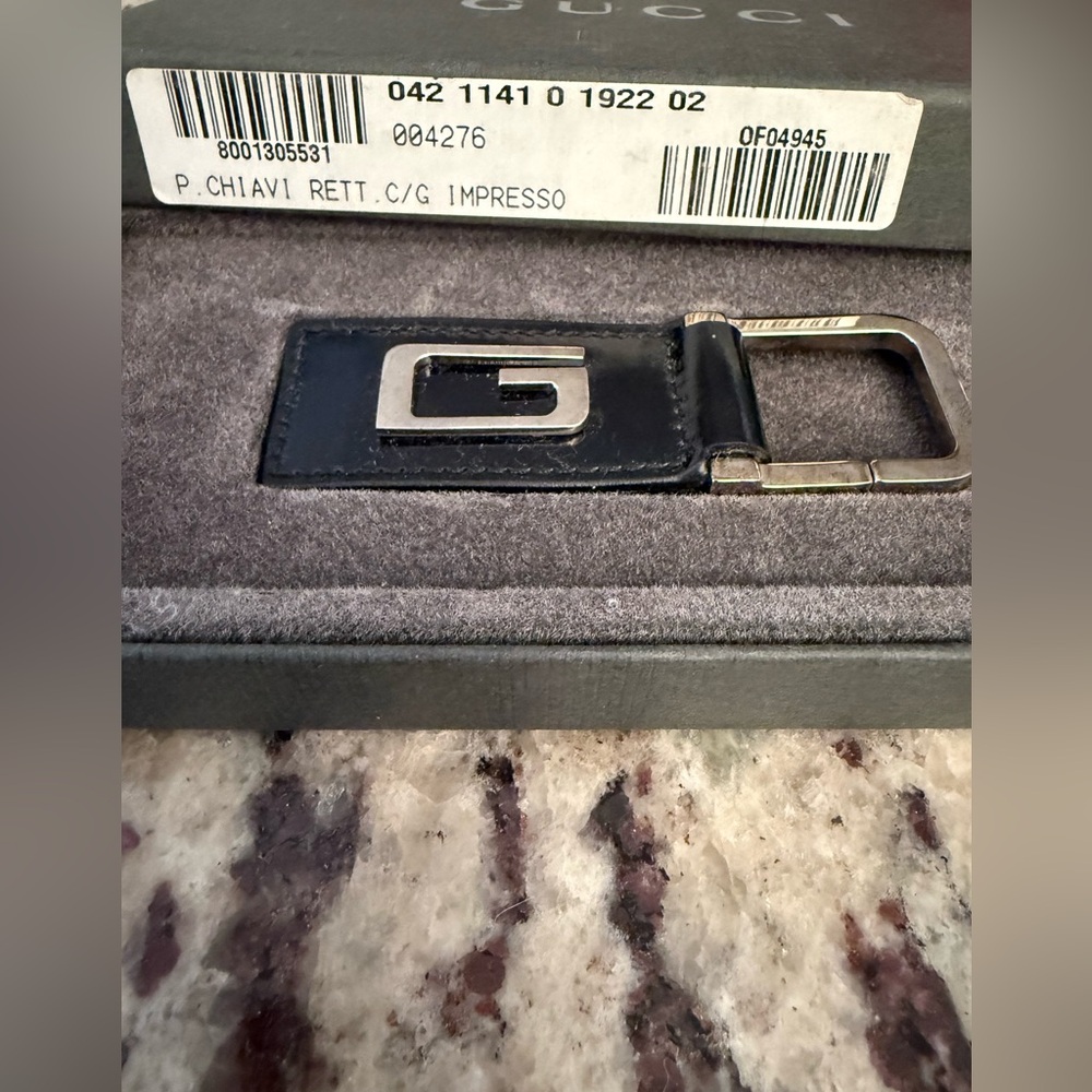 NIB Vintage Gucci Black Leather Key Ring - Picture 3 of 4
